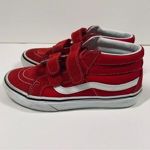 Vans SK-8 Mid Shoe Suede Red Strap Kids Size US 3 EU 34 UK2.5